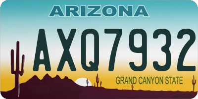 AZ license plate AXQ7932