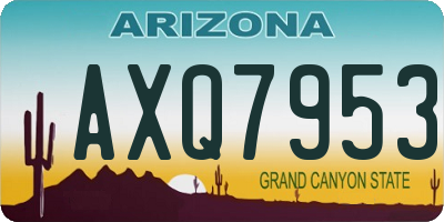 AZ license plate AXQ7953
