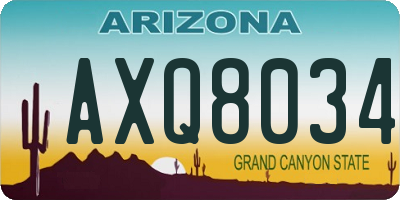 AZ license plate AXQ8034