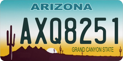 AZ license plate AXQ8251