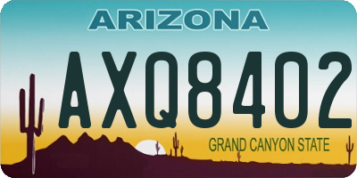 AZ license plate AXQ8402