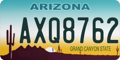 AZ license plate AXQ8762