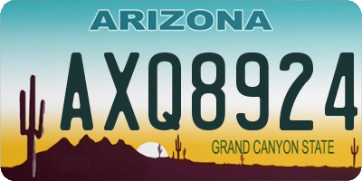 AZ license plate AXQ8924