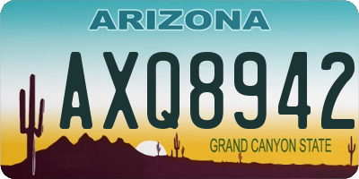 AZ license plate AXQ8942