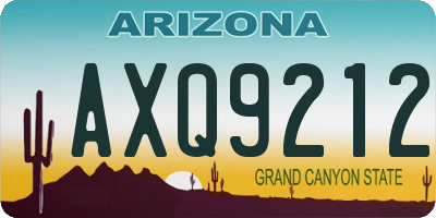 AZ license plate AXQ9212