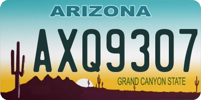 AZ license plate AXQ9307