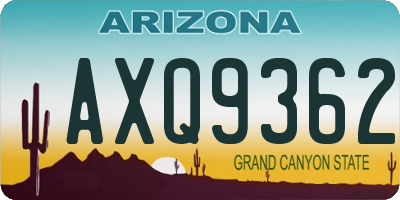 AZ license plate AXQ9362