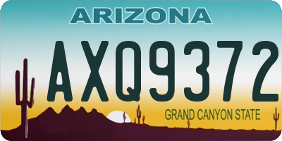 AZ license plate AXQ9372