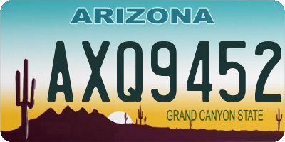 AZ license plate AXQ9452