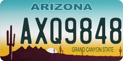 AZ license plate AXQ9848