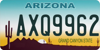 AZ license plate AXQ9962