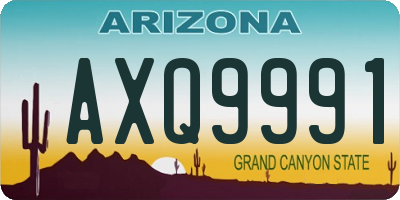 AZ license plate AXQ9991