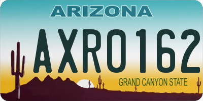 AZ license plate AXR0162