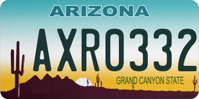 AZ license plate AXR0332