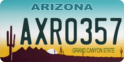 AZ license plate AXR0357