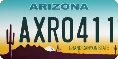 AZ license plate AXR0411