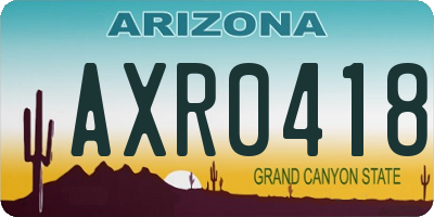 AZ license plate AXR0418