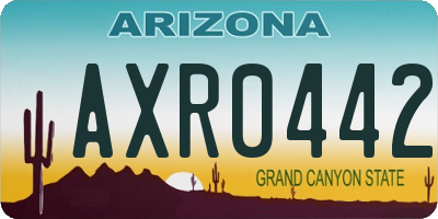 AZ license plate AXR0442