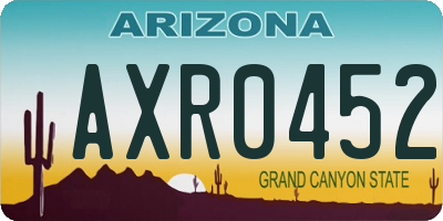 AZ license plate AXR0452