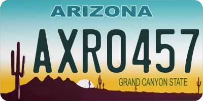 AZ license plate AXR0457