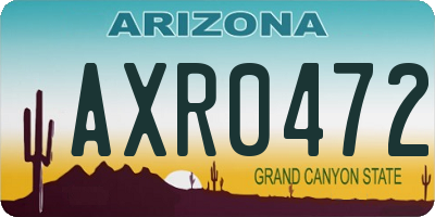 AZ license plate AXR0472