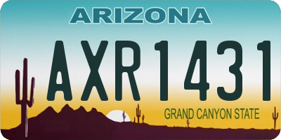 AZ license plate AXR1431