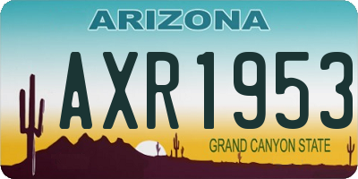 AZ license plate AXR1953