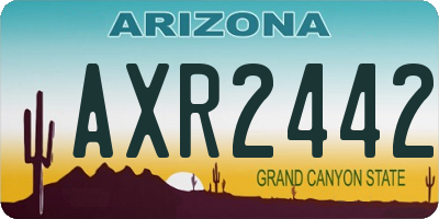 AZ license plate AXR2442