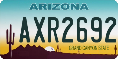AZ license plate AXR2692