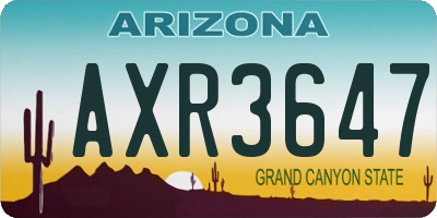 AZ license plate AXR3647