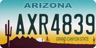 AZ license plate AXR4839