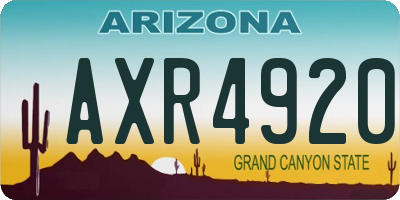 AZ license plate AXR4920
