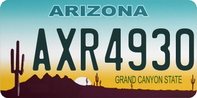 AZ license plate AXR4930