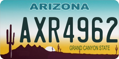 AZ license plate AXR4962