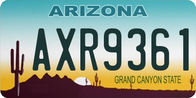 AZ license plate AXR9361
