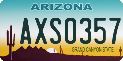 AZ license plate AXS0357