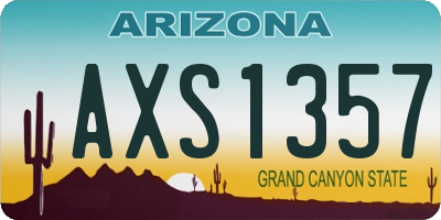 AZ license plate AXS1357