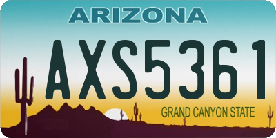 AZ license plate AXS5361