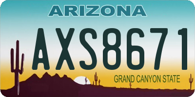 AZ license plate AXS8671