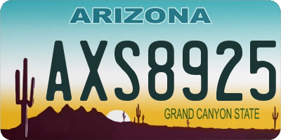 AZ license plate AXS8925