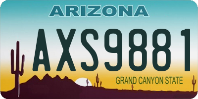 AZ license plate AXS9881