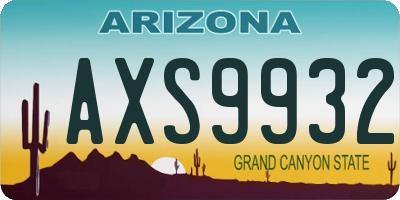 AZ license plate AXS9932