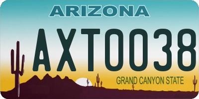 AZ license plate AXT0038