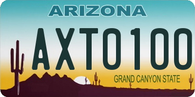AZ license plate AXT0100
