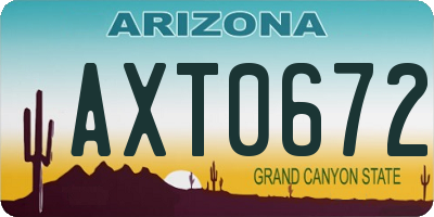 AZ license plate AXT0672