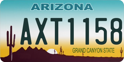 AZ license plate AXT1158