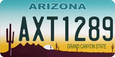AZ license plate AXT1289