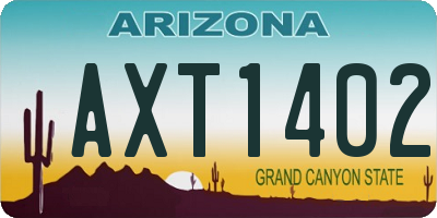 AZ license plate AXT1402