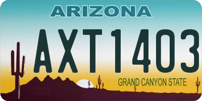 AZ license plate AXT1403