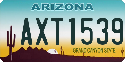 AZ license plate AXT1539